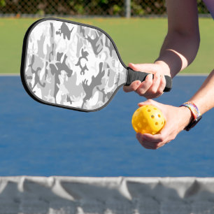 Raquette De Pickleball Camouflage gris neige d'hiver, Militaire, Armée