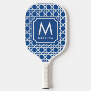 Raquette De Pickleball Canne bleue et blanche Rattan Monogramme