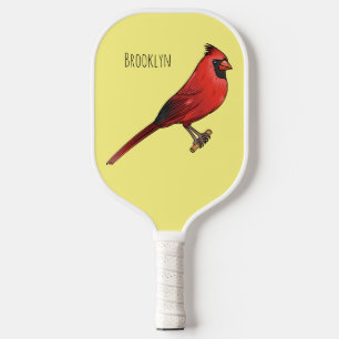 Raquette De Pickleball Cardinal du Nord dessin animé d'oiseau