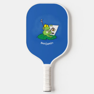 Raquette De Pickleball Caricature amusante de grenouille verte