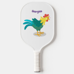 Raquette De Pickleball Caricature amusante du coq à rames