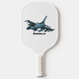 Raquette De Pickleball Caricature d'avion de chasse militaire