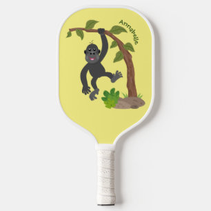 Raquette De Pickleball Caricature de bébé gorille joyeux