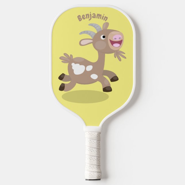 Raquette De Pickleball Caricature de chèvre billy joyeux (Recto)