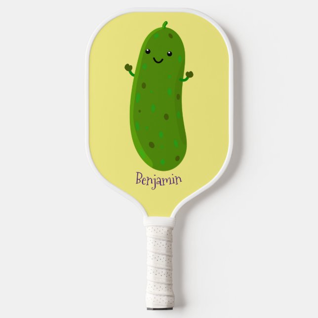 Raquette De Pickleball Caricature de cornichon joyeux (Recto)