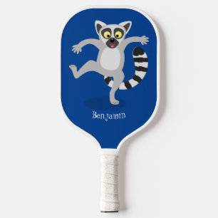 Raquette De Pickleball Caricature de danse lémurienne en anneau mignon