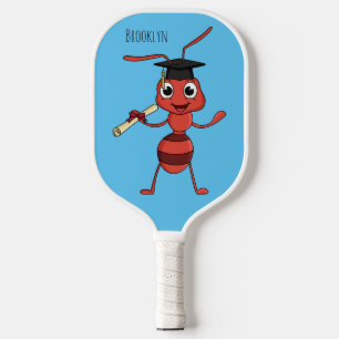Raquette De Pickleball Caricature de fourmi rouge joyeux