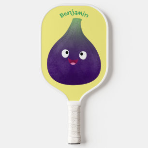 Raquette De Pickleball Caricature de fruits mauve joyeux aux figues