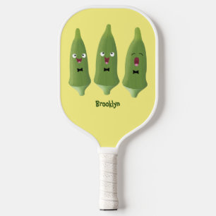 Raquette De Pickleball Caricature de légumes de l'okra chantante mignonne