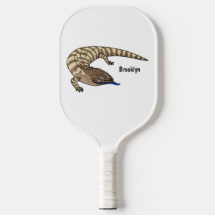 Raquette De Pickleball Caricature de lézard rouge