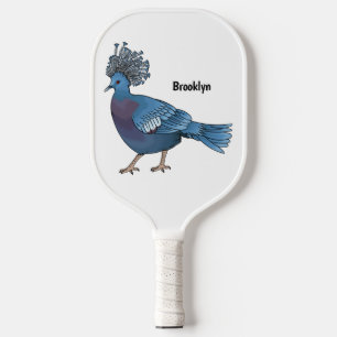Raquette De Pickleball Caricature de l'oiseau pigeon couronné Victoria