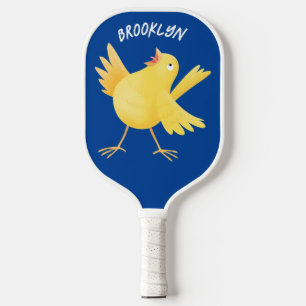 Raquette De Pickleball Caricature d'oiseau canari jaune chantant mignon
