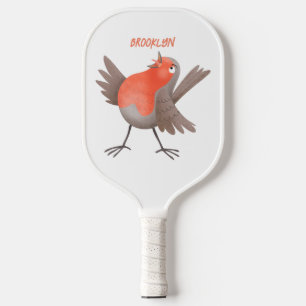 Raquette De Pickleball Caricature d'oiseau rouge chantant mignon