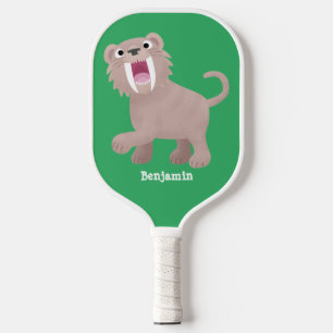Raquette De Pickleball Caricature du tigre mignon Saber Toothed Smilodon