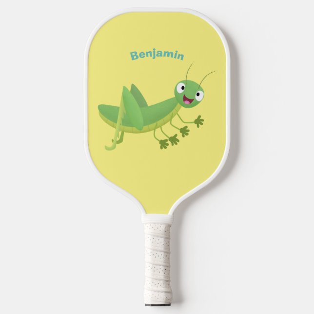Raquette De Pickleball Caricature d'une pâtisserie joyeux verte (Recto)