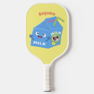 Raquette De Pickleball Caricature en carton de lait joyeux
