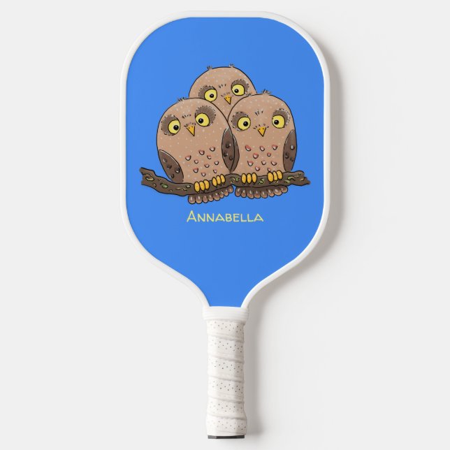 Raquette De Pickleball Caricature en trio de chouette (Recto)