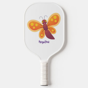 Raquette De Pickleball Caricature joli papillon orange
