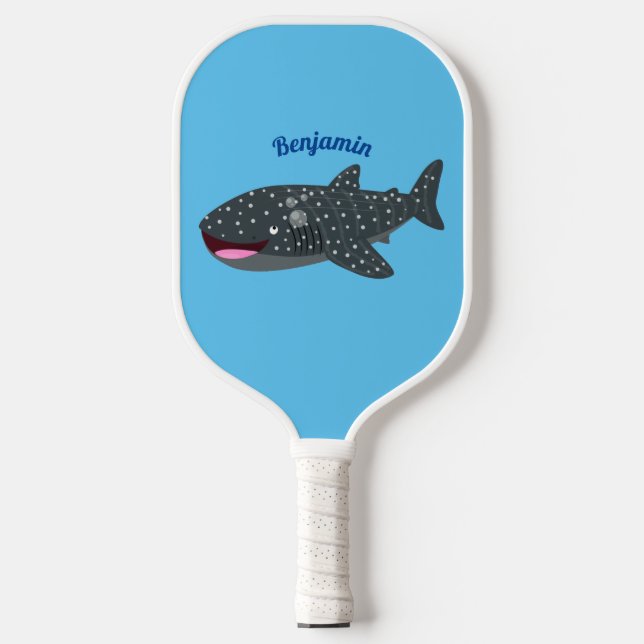 Raquette De Pickleball Caricature joli requin baleine joyeux (Recto)