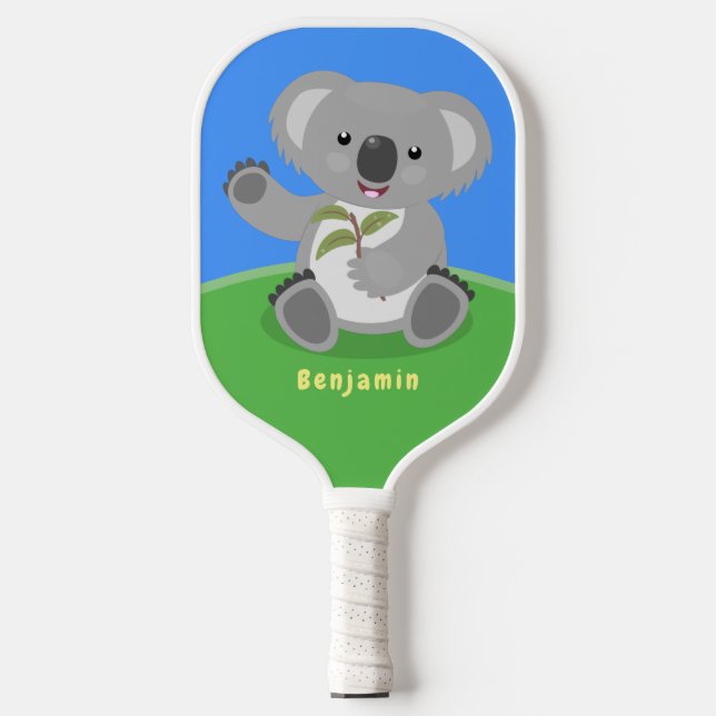 Raquette De Pickleball Caricature joyeux koala agitant (Recto)