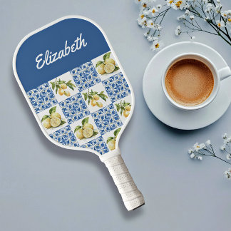 Raquette De Pickleball Carreau bleu Français Country Lemon Nom personnali