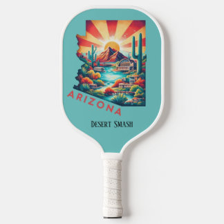 Raquette De Pickleball Carte de Voyage Retro de l'État de l'Arizona