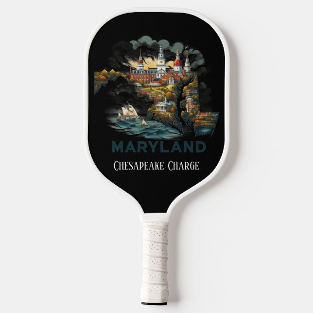 Raquette De Pickleball Carte de Voyage Retro de Maryland State (Verso)