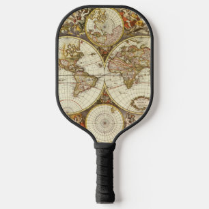 Raquette De Pickleball Carte du monde antique, ch. 1680. Par Frederick de