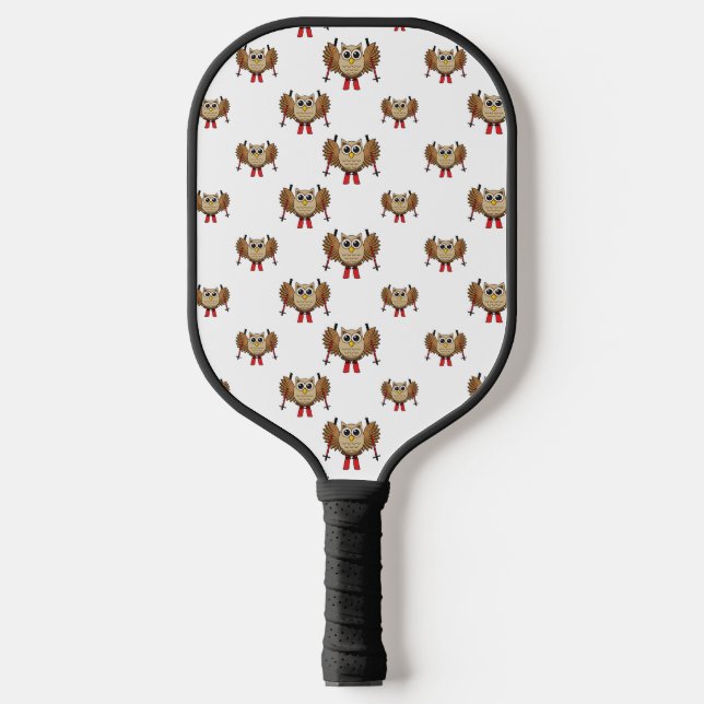 Raquette De Pickleball Cartoon de ski de Chouette (Recto)