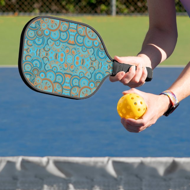 Raquette De Pickleball Cercle Concentré Dégradé Orange Rust Turquoise (Insitu)