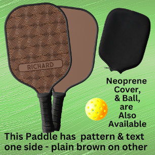 Raquette De Pickleball Cercles 3D Brown Géométriques, Ajouter un nom ou u