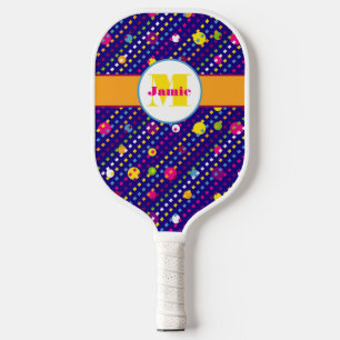 Raquette De Pickleball Cercles et tirets funky personnalisés Motif