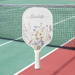 Raquette De Pickleball Champ de fleurs sauvages rustique joli aquarelle m