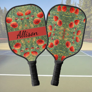 Raquette De Pickleball Champ lumineux de pavots rouges, personnalisable