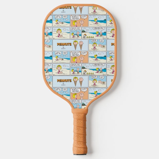 Raquette De Pickleball Charlie Brown & Glace Sally À La Plage (Recto)