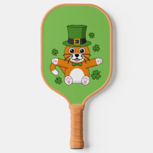Raquette De Pickleball Chat de la Saint Patrick avec dessin Shamrock