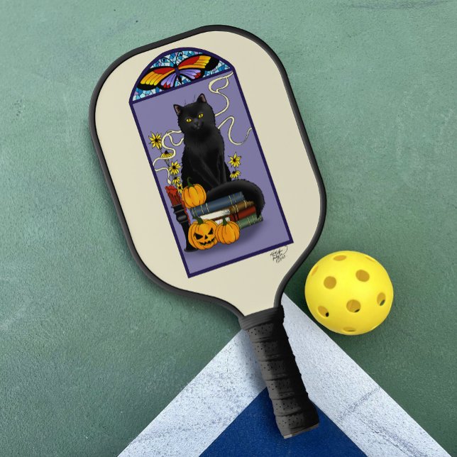 Raquette De Pickleball Chat noir Art Nouveau (Créateur téléchargé)