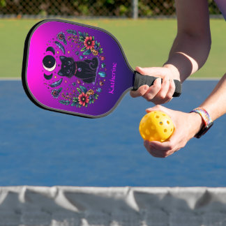 Raquette De Pickleball Chat Noir Céleste Mystique Violet Rose