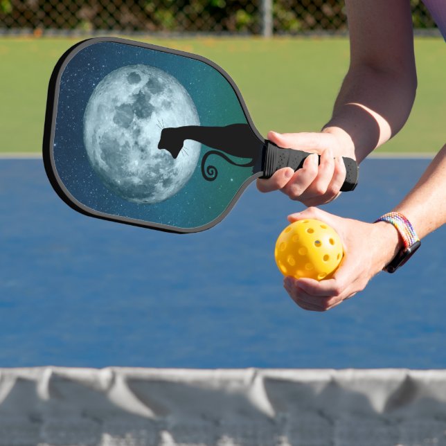 Raquette De Pickleball Chat noir en Pickleball Lune Paddle (Insitu)