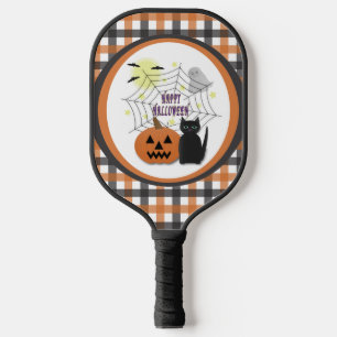 Raquette De Pickleball Chat noir et Citrouille pas effrayant Halloween