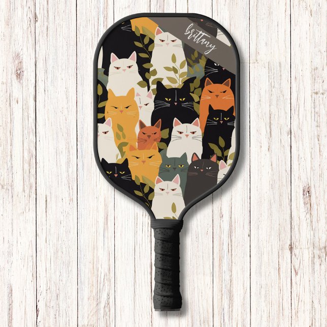Raquette De Pickleball Chats en colère Motif Monogramme moderne (Créateur téléchargé)