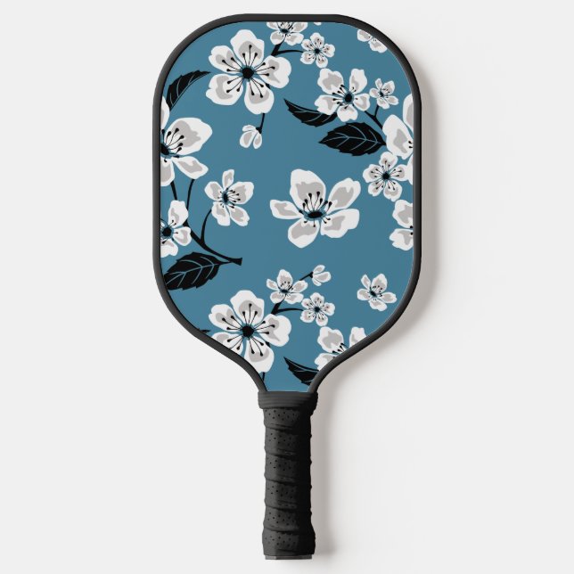 RAQUETTE DE PICKLEBALL CHERRY BLOSSOM - SAKURA (BLEU FUMEUR) (Recto)