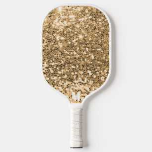 Raquette De Pickleball Chic or blanc brillant éclaboussures Monogramme mo
