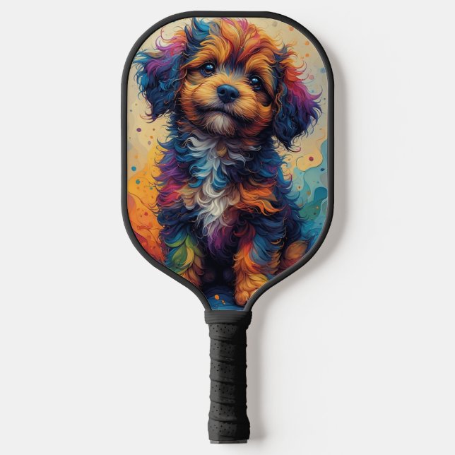 Raquette De Pickleball Chien Arc-en-ciel (Recto)