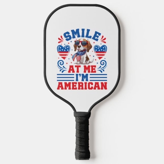 Raquette De Pickleball Chien Beagle patriotique pour 4 juillet (Recto)