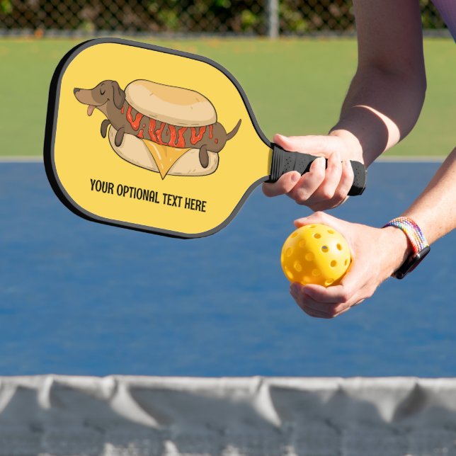 Raquette De Pickleball Chien chaud de texte personnalisé (Insitu)