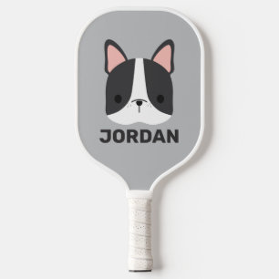 Raquette De Pickleball Chien-taureau français mignon avec nom personnalis
