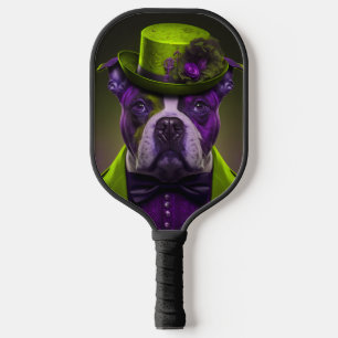 Raquette De Pickleball Chien vert pourpre Steampunk Tophat