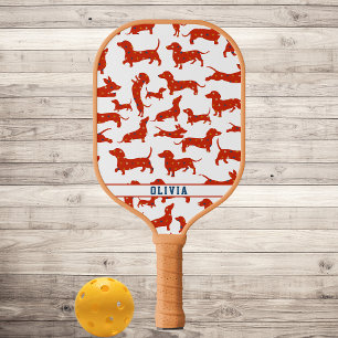 Raquette De Pickleball Chien Wiener personnalisé, Motif rétro de Chien de