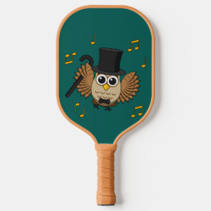 Raquette De Pickleball Chouette dansante mignonne avec notes musicales De